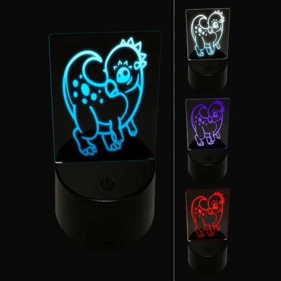 Chibi Pachycephalosaurus Dinosaur 3D Illusion LED Night Light Sign Nightstand Desk Lamp {1}