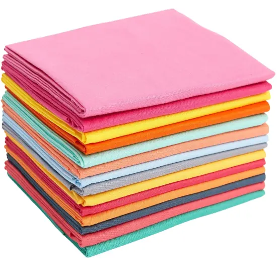 Fat Quarter Bundle -100% Cotton | Pure Solids | Retro Bright l Mix - 14 Colors | Quilting & Crafting Soft Fabric | Special Gift {6}