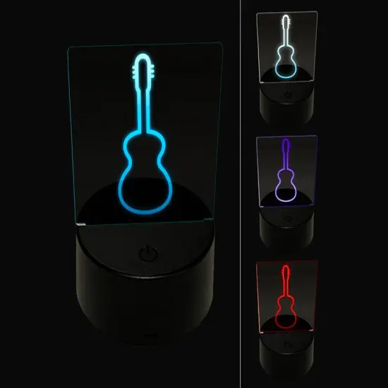 Guitar Outline 3D Illusion LED Night Light Sign Nightstand Desk Lamp {1}