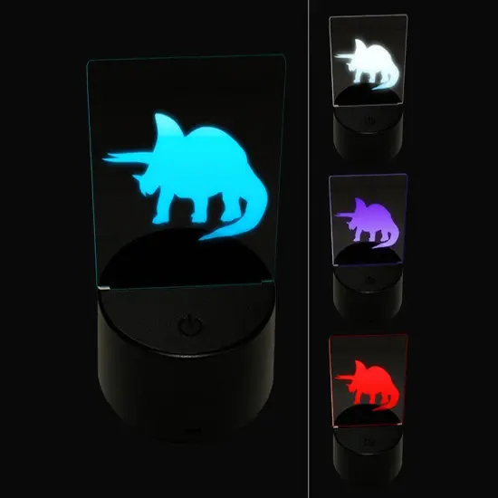 Triceratops Dinosaur Solid 3D Illusion LED Night Light Sign Nightstand Desk Lamp {1}