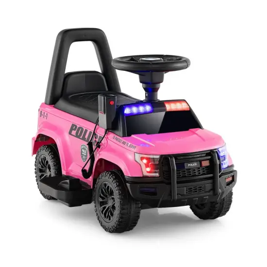 6V Kids Ride On Police Car with Real Megaphone and Siren Flashing Lights Black {7}