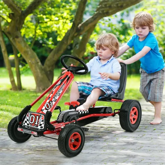 4 Wheels Kids Ride On Pedal Powered Bike Go Kart Racer Car Outdoor Play Toy Red {4}
