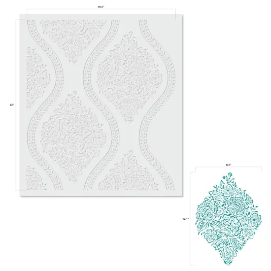 Amelia Floral Damask All Over Wall Stencil | 3819 by Designer Stencils | {2}