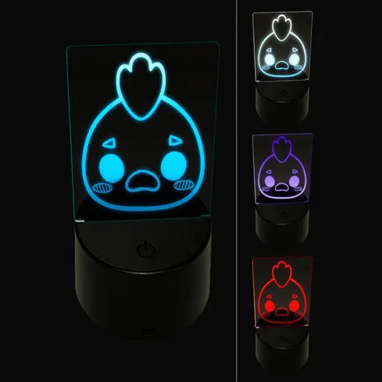 Charming Kawaii Chibi Chicken Face Blushing Cheeks Farm Eggs 3D Illusion LED Night Light Sign Nightstand Desk Lamp {1}