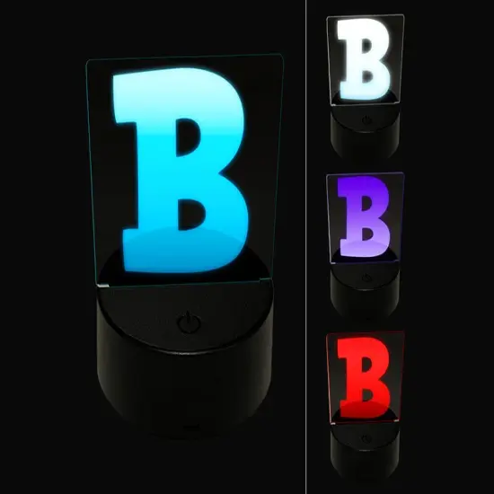 Letter B Uppercase Fun Bold Font 3D Illusion LED Night Light Sign Nightstand Desk Lamp {1}