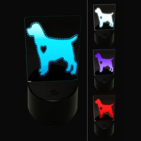 English Springer Spaniel Dog with Heart 3D Illusion LED Night Light Sign Nightstand Desk Lamp {1}