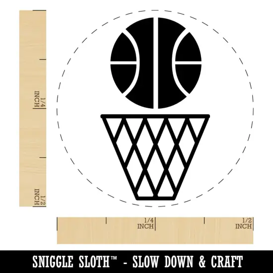 Basketball and Hoop Self-Inking Rubber Stamp for Stamping Crafting Planners Sky Blue {1}