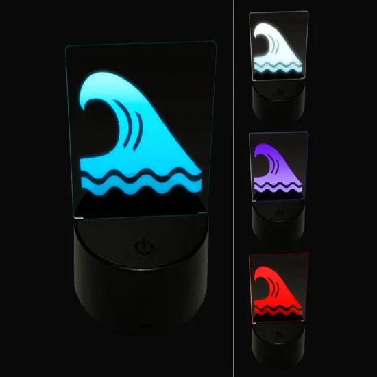 Ocean Surf Wave Beach 3D Illusion LED Night Light Sign Nightstand Desk Lamp {1}