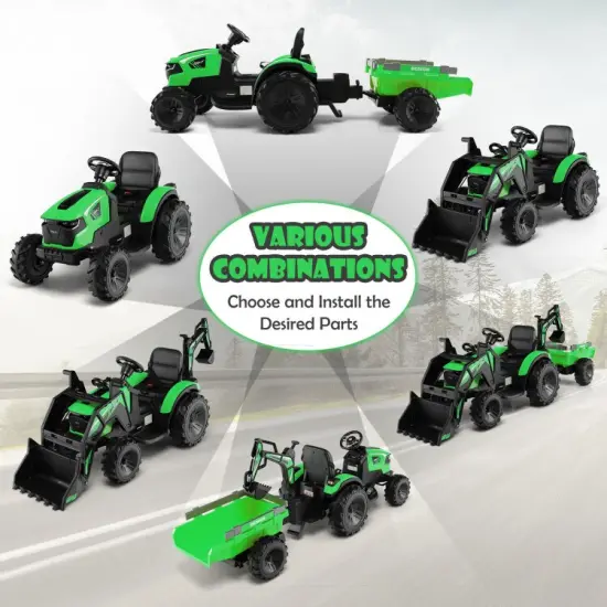 Steel Electric Excavator with RC, 3-in-1 Function, Music and Safety Features for Kids Green {5}