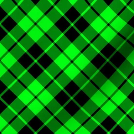 Various Fabrics by the Yard or Fat Quarter Plaid Bright Green Black Tartan Checkered Diagonal Pattern Custom Printed Fabric by Spoonflower {7}