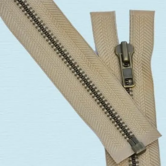25" Jacket Zipper Heavy Weight ~ YKK #7 Antique Brass Separating ~ 573 Beige (1 Zipper) {1}
