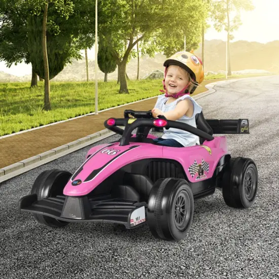 12V Kids Ride on Electric Formula Racing Car with Parental Remote Control and Manual Control Pink {4}