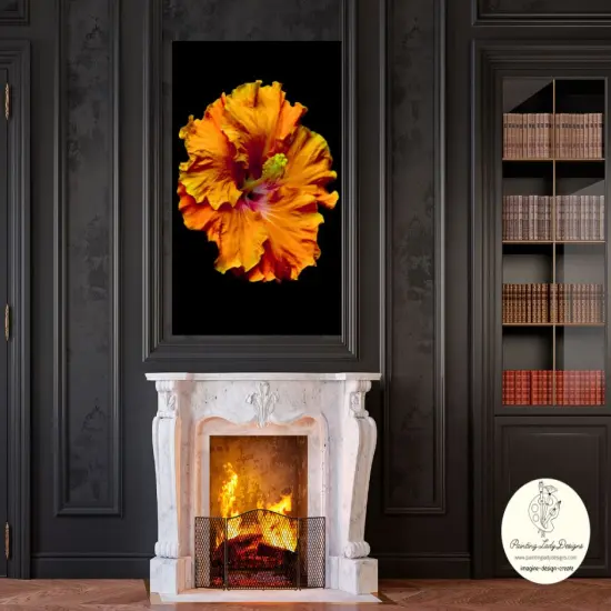 Night Flower Orange Flame - Art paper for Decoupage and Mixed MediaLarge 24x36 {2}
