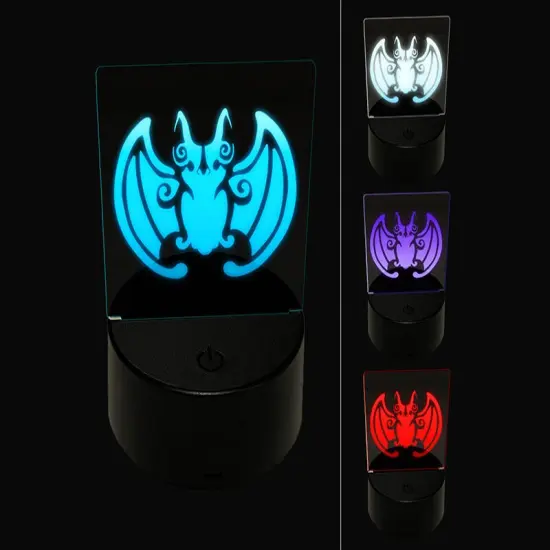 Chinese Lucky Bat Symbol of Good Fortune 3D Illusion LED Night Light Sign Nightstand Desk Lamp {1}