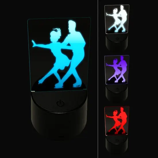 Figure Skating Couple Ice Skaters 3D Illusion LED Night Light Sign Nightstand Desk Lamp {1}