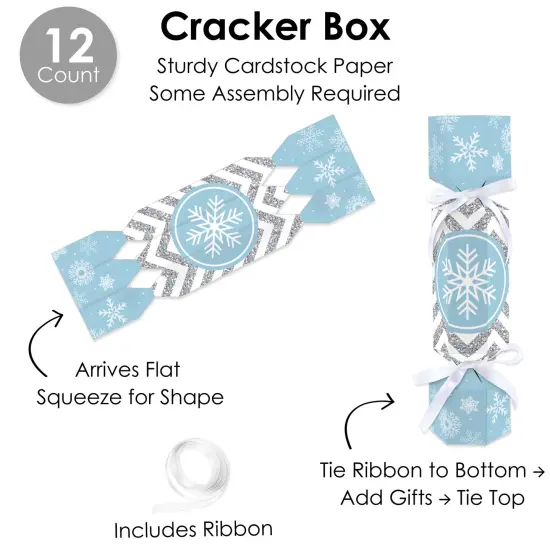 Big Dot of Happiness Winter Wonderland - No Snap Snowflake Holiday Party and Winter Wedding Party Table Favors - DIY Cracker Boxes - Set of 12 {7}