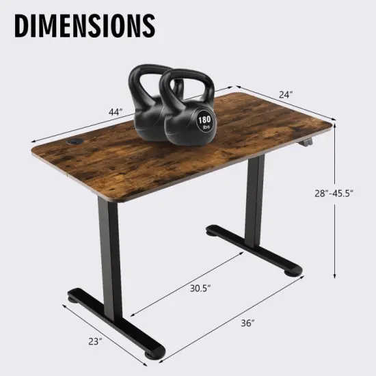45.5 Inch Electric Height Adjustable Standing Desk with 2-Button Controller and Metal Frame Rustic Brown {5}