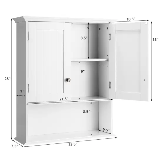 Costway Wall Mount Bathroom Cabinet Storage Organizer Medicine Cabinet White {2}