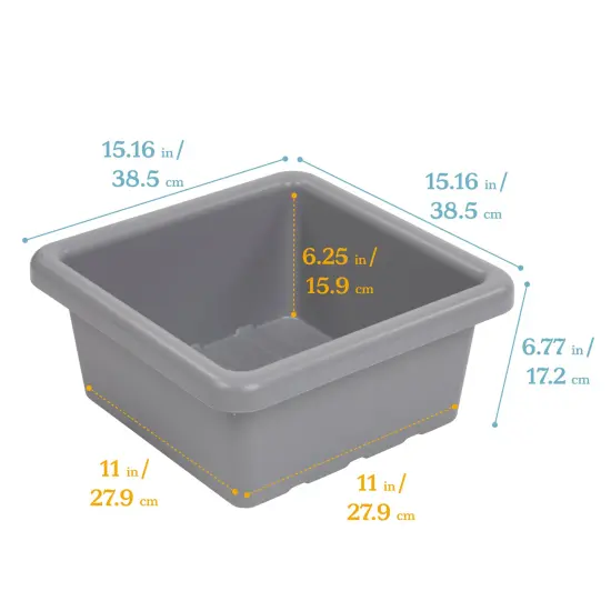 Square Bin with Lid, Storage Containers, 2-Pack Grey {2}