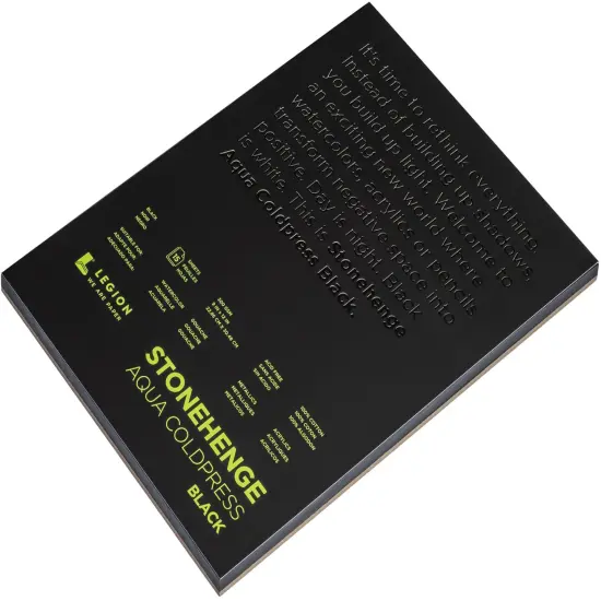 Stonehenge Aqua Block Coldpress Pad 9"X12" 15 Sheets/Pkg-Black 140lb {3}