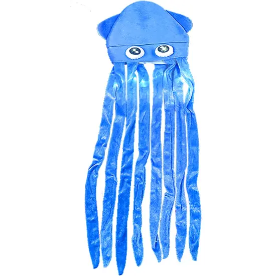Novelty Blue Lite Up Squid With Long Tentacles Party Hat Cap Costume Accessory {1}