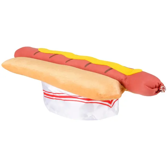 Adult's Plush Hotdog Vendor Hat Costume Accessory {1}