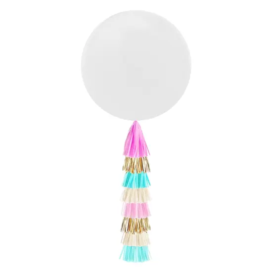 Jumbo Balloon & Tassel Tail - Cotton Candy (Baby Shower) {1}