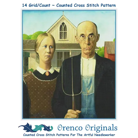 American Gothic By Grant Wood Orenco Originals Counted Cross Stitch Pattern {1}
