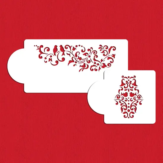 Songbird Cake Stencil Set Side | C894 by Designer Stencils | Stencils for Royal Icing, Airbrush, Dusting Powder | {1}