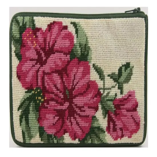 Cosmetic Purse - Hibiscus - Needlepoint Kit Multicolor {1}