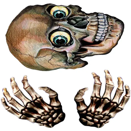 Set Of 3-D Skull Skeleton Window Stickers Halloween Decoration {1}
