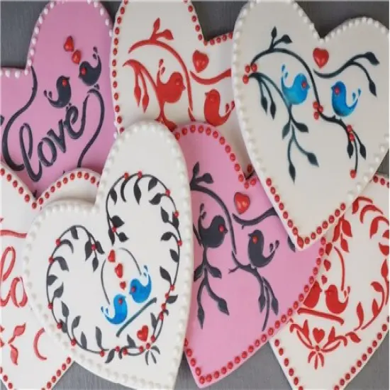 Love Birds Heart Cookie Stencil Set | C874 by Designer Stencils | Cookie Decorating Tools | Baking Stencils for Royal Icing, Airbrush, Dusting Powder | Reusable Plastic Food Grade Stencil for Cookies | Easy to Use & Clean Cookie Stencil {3}