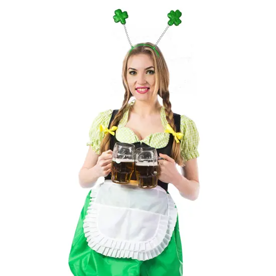 Glitter Shamrock Headband Boppers - St Patricks Day Irish Green Shamrock Head Band Party Favors Supplies Accessories - 6 Pieces &hellip; {2}