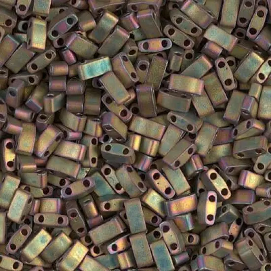 Miyuki Half Tila Bead, HTL-2035, Matte Metallic Khaki Iris {1}