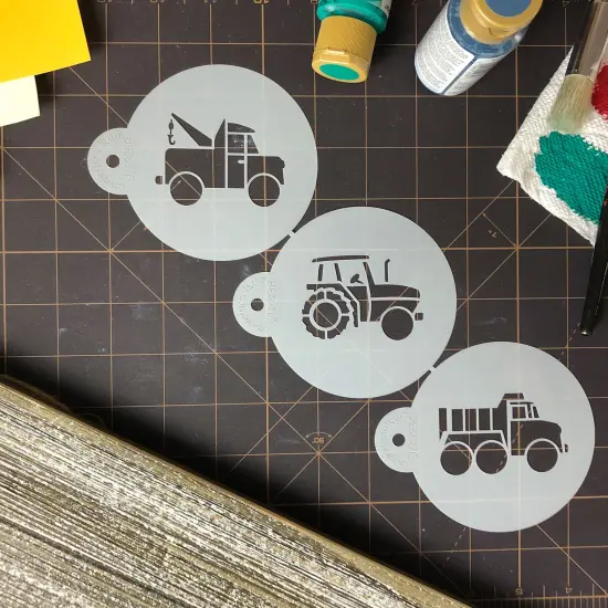 Trucks Cookie Stencil Set | C923 by Designer Stencils | Cookie Decorating Tools | {4}