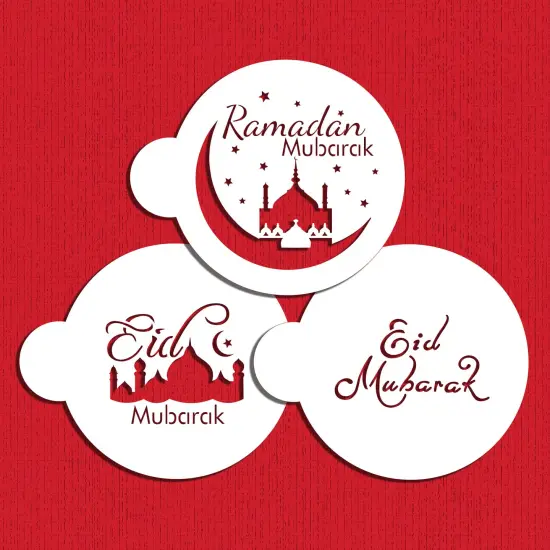 Eid Mubarak Cookie Stencil Set | C980 by Designer Stencils | Cookie Decorating Tools | Baking Stencils for Royal Icing, Airbrush, Dusting Powder | Reusable Plastic Food Grade Stencil for Cookies | Easy to Use & Clean Cookie Stencil {2}