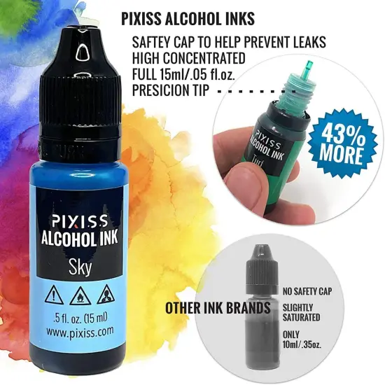 Pixiss Blues Alcohol Inks Set, 5 Highly Saturated Blue Alcohol Inks for Resin {5}