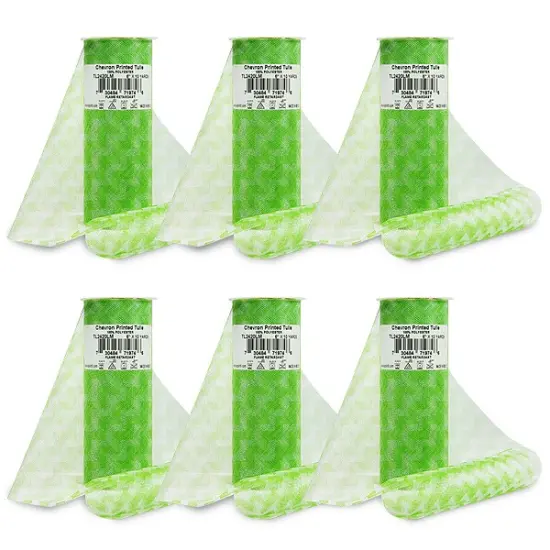 Premium Zig Zag Printed Tulle Spool of 6" X 10 Yards Lime {1}