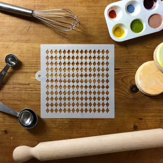 Harlequin Miniprint Cake Stencil | C926 by Designer Stencils | Cake Decorating Tools | Baking Stencils for Royal Icing, Airbrush, Dusting Powder | Reusable Plastic Food Grade Stencil for Cakes | Easy to Use & Clean Cake Stencil {2}