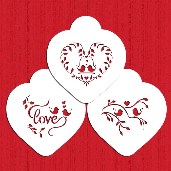 Love Birds Heart Cookie Stencil Set | C874 by Designer Stencils | Cookie Decorating Tools | Baking Stencils for Royal Icing, Airbrush, Dusting Powder | Reusable Plastic Food Grade Stencil for Cookies | Easy to Use & Clean Cookie Stencil {2}