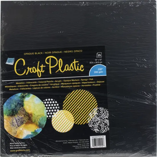 Grafix Craft Plastic Sheets 12"X12" 25/Pkg-Opaque Black .010 {1}