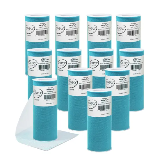 Pack of 12 Decorative Matte Tulle Spool of 6 Inch X 25 Yards Turquoise {1}