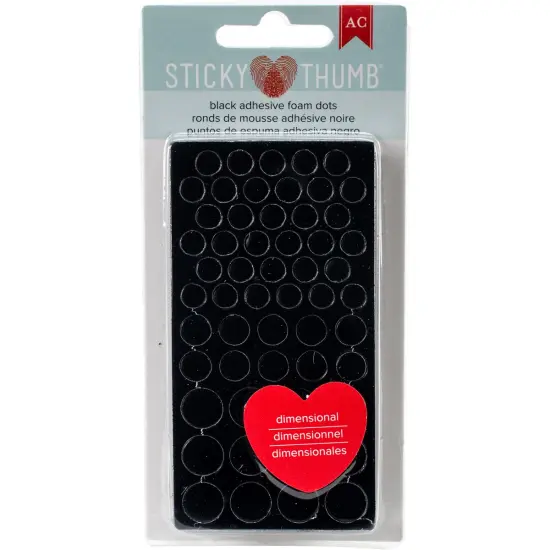 Sticky Thumb Dimensional Adhesive Foam 275/Pkg-Black Dots, Assorted Sizes {1}