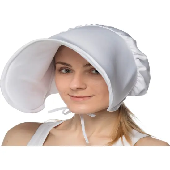 Women's Puritan Handmaid Large White Bonnet Hat Costume Accessory {1}