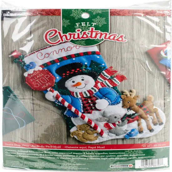 Bucilla Felt Stocking Applique Kit 18" Long-Santa Stops Here {1}