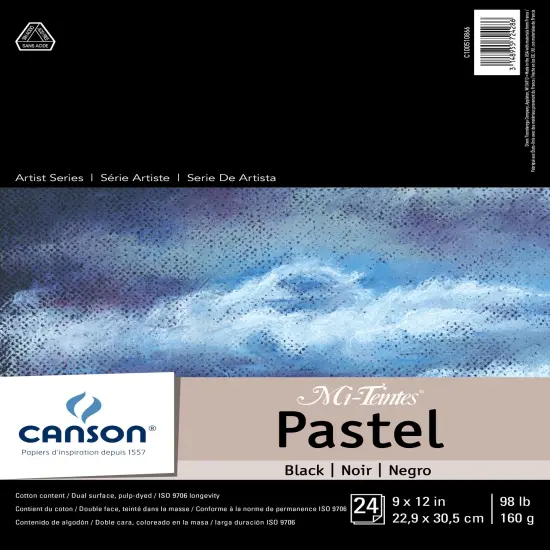 Canson Mi-Teintes Pastels Paper Pad 9"X12"-Black 24 Sheets {1}