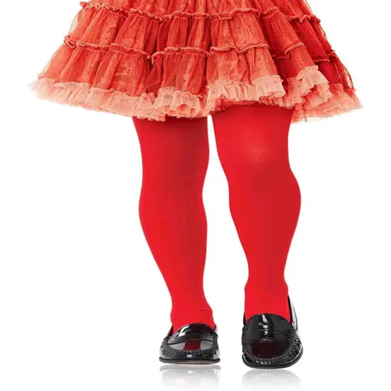 Child's Red Opaque Tights Medium 4-6 Costume Accessory {1}