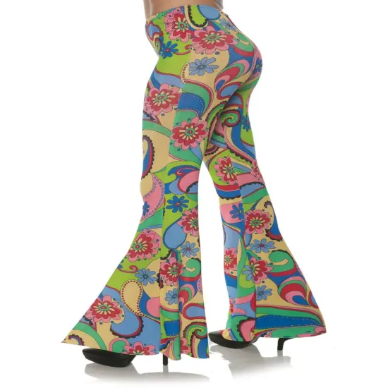 Women's 70s Flower Bell Bottom Costume Pants {1}