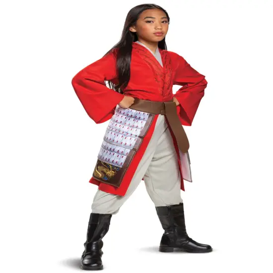 Mulan Hero Red Dress Deluxe Girl's Costume {1}