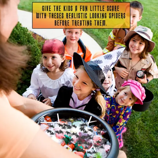 Realistic Spider Table Sprinkles - Fake Spiders for Decorations and Favors - 144 Pieces {3}